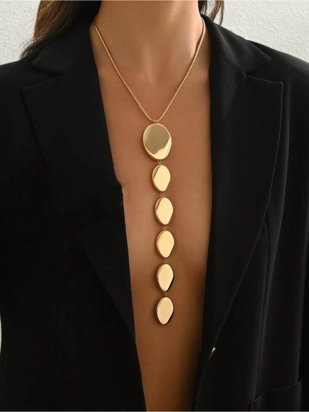 Gold Statement Lariat Necklace/ Y Necklace - Elegant and Subtly Sexy
